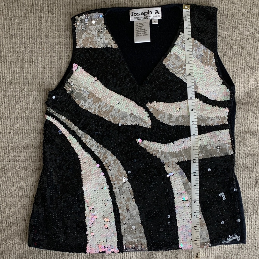 Sz S Joseph A. Sequin women’s NYE Blouse - Black, Silver, Pink •FABULOUS!• vtg! - Picture 15 of 17